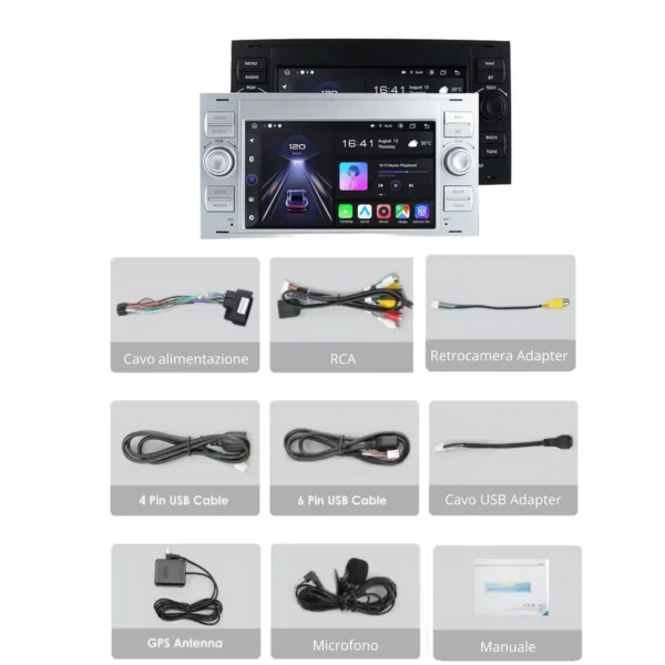 Autoradio Android Auto & CarPlay Per Ford Universale - Style 2