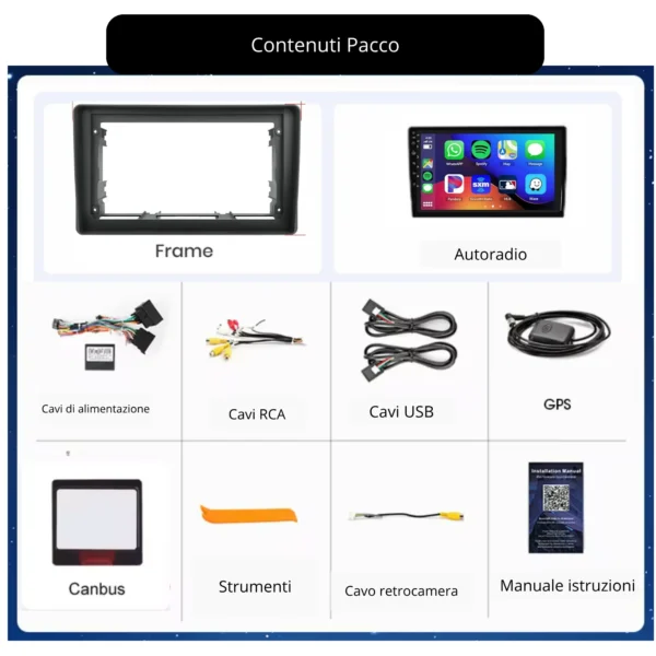 Autoradio Carplay & Android Auto per Fiat Panda 2002-2012