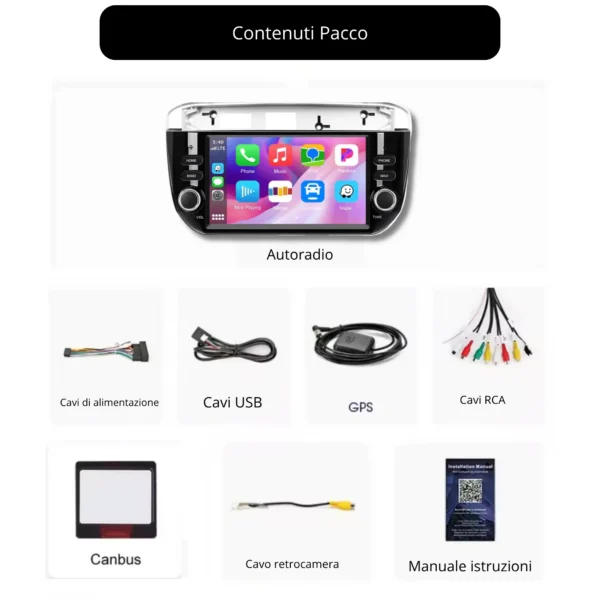 Contenuti_EVo7 Autoradio Carplay & Android Auto per Fiat Punto EVO 2012-2016