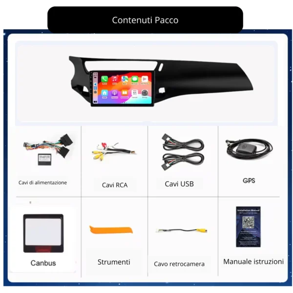 Copia di Contenuti_ c3 Autoradio CarPlay & Android Auto Per Citroen C3 e DS3 2010-2017