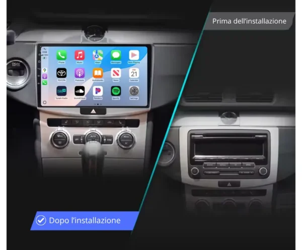 Autoradio CarPlay Wireless & Android Auto per VW Passat B6 B7 CC 2009 -2016