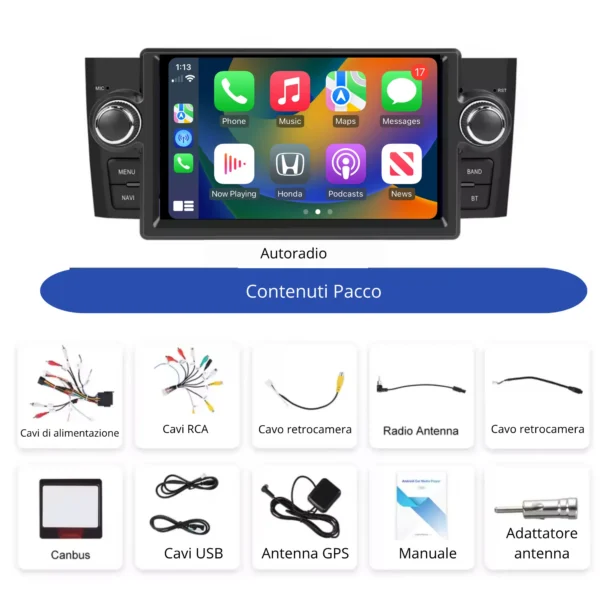Autoradio CarPlay - Android Auto per FIAT Punto 2005-2009