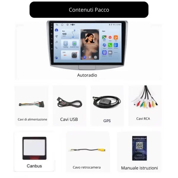 Autoradio CarPlay Wireless & Android Auto per VW Passat B6 B7 CC 2009 -2016