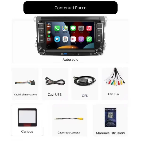 Pacco vv2 Autoradio Android 13 - CarPlay & Android Auto - Volkswagen | Skoda | Seat Versione USB
