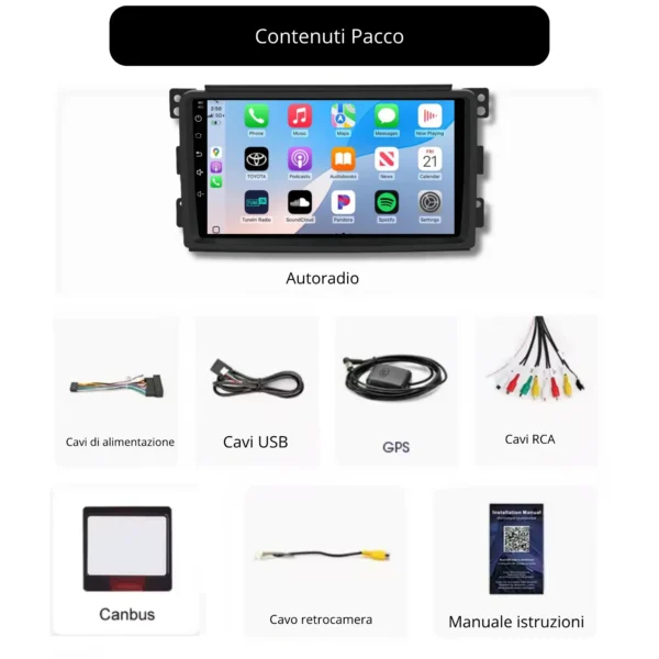 Autoradio CarPlay & Android Auto Per Smart Fortwo 2005-2011