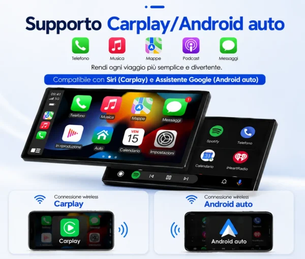 Autoradio Carplay & Android Auto Per KIA PICANTO Morning 2011-2017
