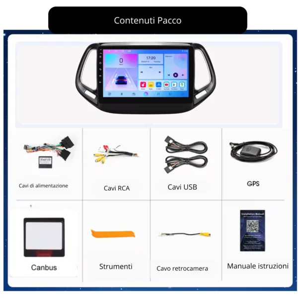 Copia di Contenuti_ jeepcompass Autoradio Android Auto & CarPlay Per JEEP Compass 2017-2021