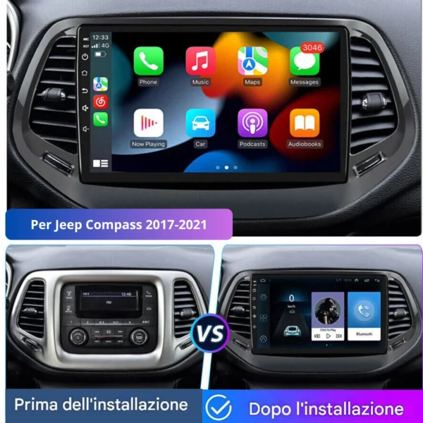 Copia di Prima , compass Autoradio Android Auto & CarPlay Per JEEP Compass 2017-2021